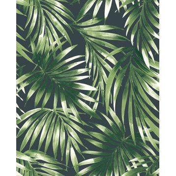 Elegant Leaves Wallpaper, Green, 20x396