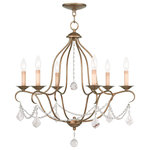 Livex Lighting - Chesterfield Chandelier, Antique Gold Leaf - Simple elegance adorns the Chesterfield collection as strings of clear crystal gently cascade from a graceful frame of small scale tubing finished in antique gold leaf.
