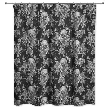 Floral Skulls 71x74 Shower Curtain