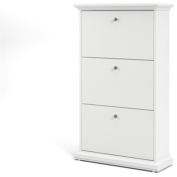Tvilum Sonoma 3 Drawer Wood Shoe Cabinet in White