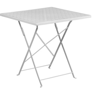 28" Folding Patio Table, White