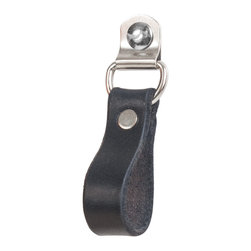 Walnut Studiolo - Leather Drawer Pull, The Burnside, Black, Small, Nickel - Cabinet And Drawer Handle Pulls