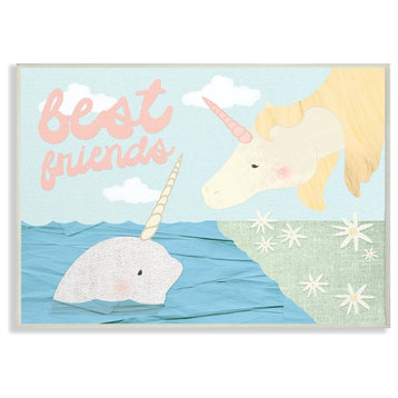 The Kids Room Best Friends Narwhal & Unicorn Collage Wall Plaque Art, 13"x19"