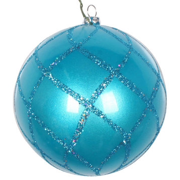 Vickerman Mt198012D 4" Turquoise Candy Glitter Net Ball Ornament, 3 Per Bag