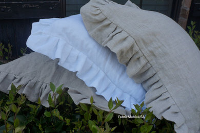 Linen ruffle pillow covers