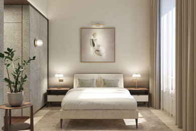 ローマにあるコンテンポラリースタイルのおしゃれな寝室のインテリア