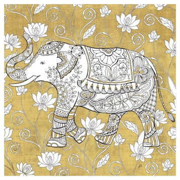 "Color my World Elephant II Gold" Paper Print by Daphne Brissonnet, 42"x42"