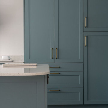 Aldana Kitchen in Light Teal by Kitchen Ergonomics