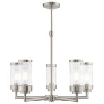 Livex Lighting - Livex Lighting 40475-91 Hillcrest - Five Light Chandelier - The five light chandelier from the Hillcrest colleHillcrest Five Light Brushed Nickel Clear *UL Approved: YES Energy Star Qualified: n/a ADA Certified: n/a  *Number of Lights: Lamp: 5-*Wattage:100w Medium Base bulb(s) *Bulb Included:No *Bulb Type:Medium Base *Finish Type:Brushed Nickel
