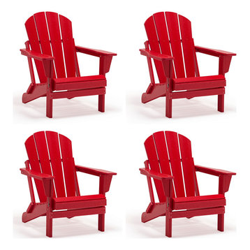 WestinTrends 4PCS Outdoor Patio Furniture Folding Adirondack Chairs, Red