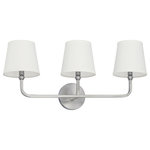 Capital Lighting - Dawson 3 Light Vanity, Brushed Nickel - Three-light vanity with Brushed Nickel finish and decorative white fabric stay-straight shades.&nbsp