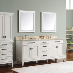 Avanity Madison 73 in. Double Vanity in White finish with Galala Beige Marble To - Products