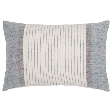 Linen Stripe Buttoned 13"H x 20"W Pillow Kit, Polyester Insert