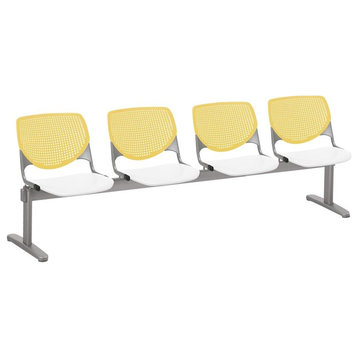 KFI KOOL Polyurethane 4 Seat Reception Bench in Yellow/White