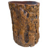 Raw Wood Rough Grain Finish Irregular Shape Short Stool Table Hcs7538