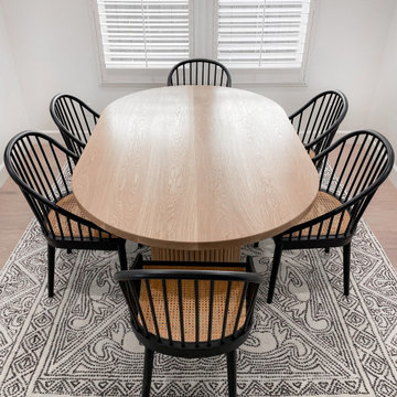 'Aura' Fluted Oval Dining Table with Half Moon Bases