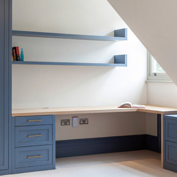 Bespoke fitted furniture for a study bedroom in Wimbledon