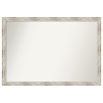 Distressed Cream Non-Beveled Wood Wall Mirror 38.5x26.5 in.