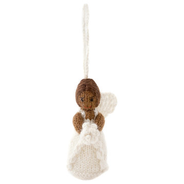 Bride Ornament, Hand Knit Alpaca