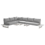 Meridian Furniture - Maldives Grey Water Resistant Fabric Outdoor Patio Modular Sectional - Create your own custom contemporary look on the deck or porch with the addition of this Maldives outdoor patio armless chair. Part of a large collection that lets you mix and match modular pieces to get the look you crave most. This modular sectional has grey water resistant fabric with a base made from white aluminum, so it's sturdy, tough, and ready to face the elements with impeccable beauty, season in and season out. Shop the contemporary pieces in this collection to create the outdoor entertaining area of your dreams.