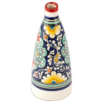 Novica Handmade Uzbek Spring Glazed Ceramic Vase