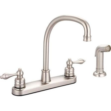 Banner "J" Spout Kitchen Faucet With Side Spray, Brushed Nickel