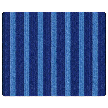 Flagship Carpets FA1006-58FS 10'6x13'2 Cozy BasketWeave Stripes/Blue Rug