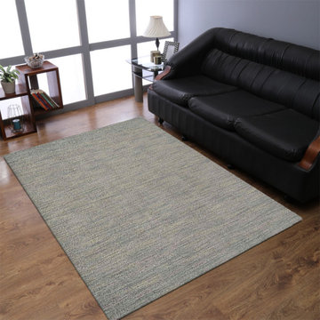 Hand Tufted Shag Polyester Area Rug Solid Light Green