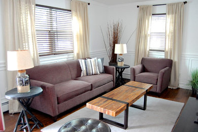 Beach style living room photo in New York