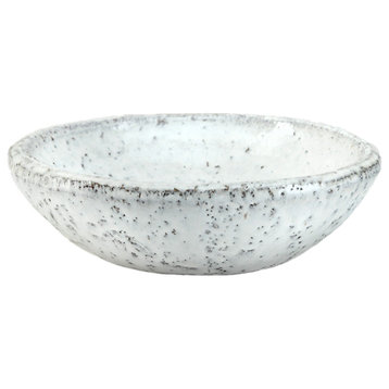 Serene Spaces Living Vintage White Cement Bowl Vase, Small