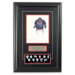 Heritage Sports Art - Original Art of the MLB 1981 Cleveland Indians Uniform - This beautifully framed piece features an original piece of watercolor artwork glass-framed in an attractive two inch wide black resin frame with a double mat. The outer dimensions of the framed piece are approximately 17" wide x 24.5" high, although the exact size will vary according to the size of the original piece of art. At the core of the framed piece is the actual piece of original artwork as painted by the artist on textured 100% rag, water-marked watercolor paper. In many cases the original artwork has handwritten notes in pencil from the artist. Simply put, this is beautiful, one-of-a-kind artwork. The outer mat is a rich textured black acid-free mat with a decorative inset white v-groove, while the inner mat is a complimentary colored acid-free mat reflecting one of the team's primary colors. The image of this framed piece shows the mat color that we use (Red). Beneath the artwork is a silver plate with black text describing the original artwork. The text for this piece will read: This original, one-of-a-kind watercolor painting of the 1981 Cleveland Indians uniform is the original artwork that was used in the creation of this Cleveland Indians uniform evolution print and tens of thousands of other Cleveland Indians products that have been sold across North America. This original piece of art was painted by artist Bill Band for Maple Leaf Productions Ltd. Beneath the silver plate is a 3" x 9" reproduction of a well known, best-selling print that celebrates the history of the team. The print beautifully illustrates the chronological evolution of the team's uniform and shows you how the original art was used in the creation of this print. If you look closely, you will see that the print features the actual artwork being offered for sale. The piece is framed with an extremely high quality framing glass. We have used this glass style for many years with excellent results. We package every piece very carefully in a double layer of bubble wrap and a rigid double-wall cardboard package to avoid breakage at any point during the shipping process, but if damage does occur, we will gladly repair, replace or refund. Please note that all of our products come with a 90 day 100% satisfaction guarantee. Each framed piece also comes with a two page letter signed by Scott Sillcox describing the history behind the art. If there was an extra-special story about your piece of art, that story will be included in the letter. When you receive your framed piece, you should find the letter lightly attached to the front of the framed piece. If you have any questions, at any time, about the actual artwork or about any of the artist's handwritten notes on the artwork, I would love to tell you about them. After placing your order, please click the "Contact Seller" button to message me and I will tell you everything I can about your original piece of art. The artists and I spent well over ten years of our lives creating these pieces of original artwork, and in many cases there are stories I can tell you about your actual piece of artwork that might add an extra element of interest in your one-of-a-kind purchase.