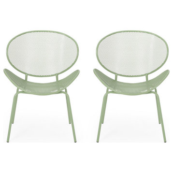 Andre Outdoor Dining Chair, Set of 2, Matte Green