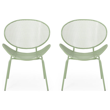 Andre Outdoor Dining Chair, Set of 2, Matte Green
