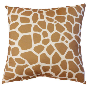 Giraffe Print Decorative Pillow, 16x16, Light Brown