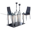 Global Furniture USA 368DT Black Glass Dining Table with Stainless Steel Legs
