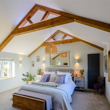Master bedroom with vaulted ceiling
