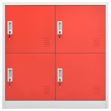 Vidaxl Locker Cabinet Light Gray And Red 35.4"x17.7"x36.4" Steel