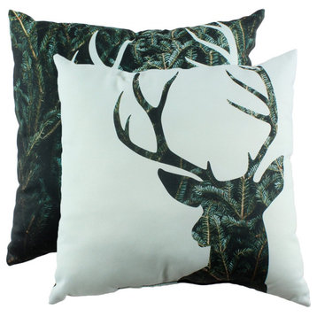 Deer Silhouette Double Sided Pillow, Green