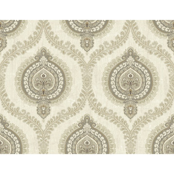 Medallion Ogee Wallpaper in Warm Silver IM71205 from Wallquest