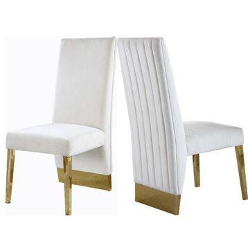 The Cairo Dining Chair, Cream and Gold, Velvet (Set of 2)