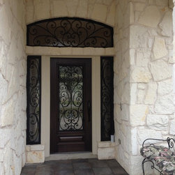 Custom Milan Mahogany Door with Sidelights and Transom - Front Doors