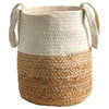 12.5" Handmade Natural Jute and Cotton Basket Planter