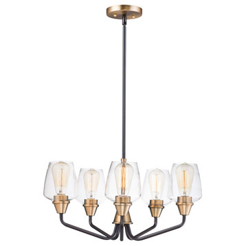 Maxim Goblet 5-Light Transitional Chandelier in Bronze and Antique Brass