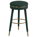 Meridian Furniture - Coral Boucle Fabric Stool, Green, Bar Stool - Liven up your breakfast nook with this Coral green boucle fabric bar stool from Meridian Furniture. Its rich green boucle fabric upholstery offers soft texture while you sit, and its swivel function allows you to twist and turn while you sit at the counter. This bar-height chair adds lift to your day while you swivel happily at your breakfast bar. It features brushed gold accents, giving it a contemporary design that complements any modern living space.