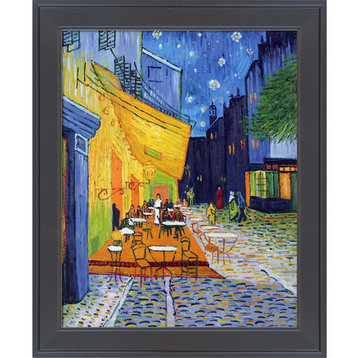 La Pastiche Cafe Terrace at Night with Gallery Black, 20" x 24"