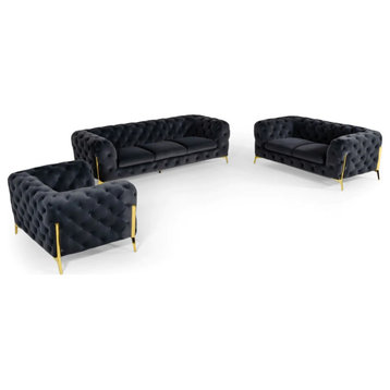 Jack Modern Dark Gray Fabric Sofa Set