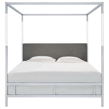 Aspen Acrylic Canopy King Bed Chrome/Gray