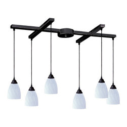 Elk Lighting - Classico 6-Light Linear Dome Pendant Lighting, Dark Rust - Kitchen Island Lighting