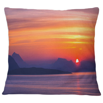 Stunning Sunset in Greece Seascape Throw Pillow, 16"x16"