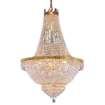 French Empire Crystal Chandelier 14-Light, 50"x30", Gold
